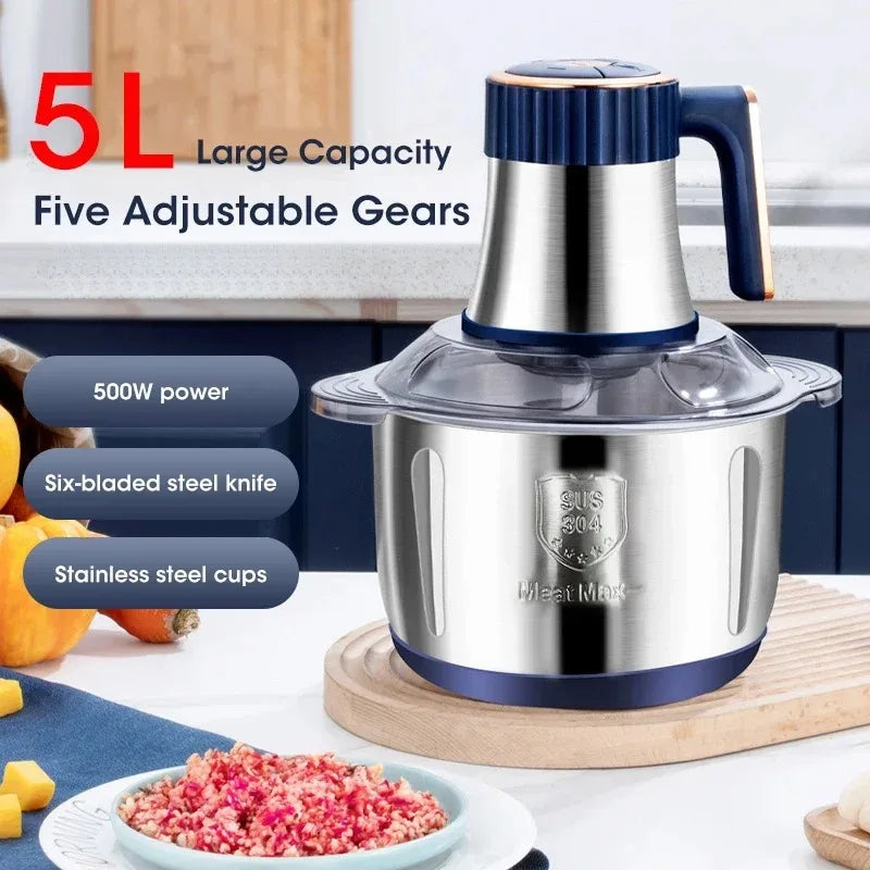 Heavy Duty Electric Meat Grinder 5L Large Capacity Multifunctional Home Food Processor Vegetable Slicer Baby Food Maker Peaceful Pleasures Health and Wellness