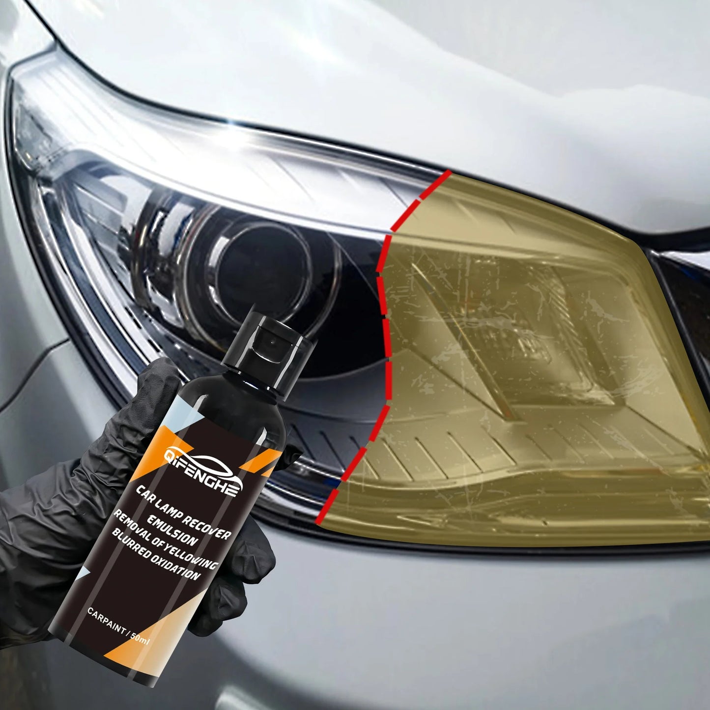 Car Headlight Restoration Liquid & Wax – Clears Yellowed Lenses