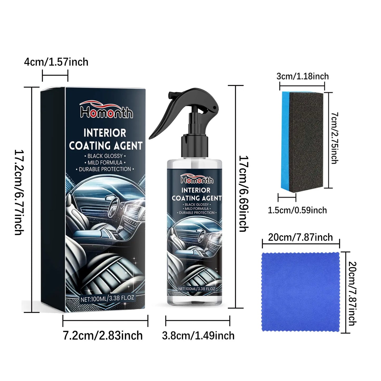 Automotive Interior Cleaner – Dashboard, Leather & Seat Care Set