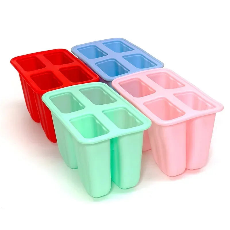 1/3Pcs Silicone ice-making box 4 grid Cartoon Home made Popsicle ice cream Molds for Kids Food Grade DIY Popsicle Maker Molds Peaceful Pleasures Health and Wellness