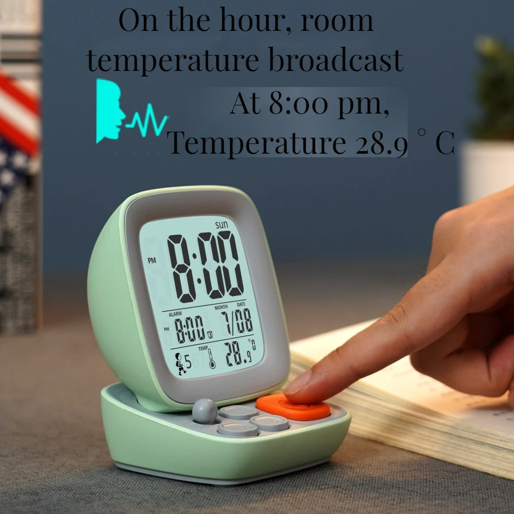 Small Computer Charging Alarm Clock Children's Style Digital Display Small Night Light Simple Student Alarm Clock Peaceful Pleasures Health and Wellness