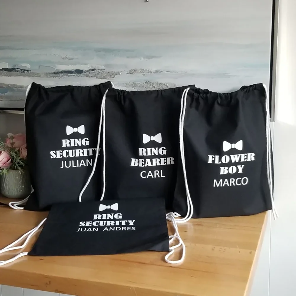 Personalized Ring Security Backpack Drawstring Gift Bag Wedding Ring Bearer Gift Ring Securrity Proposal Bachelorette Hen Party Peaceful Pleasures Health and Wellness