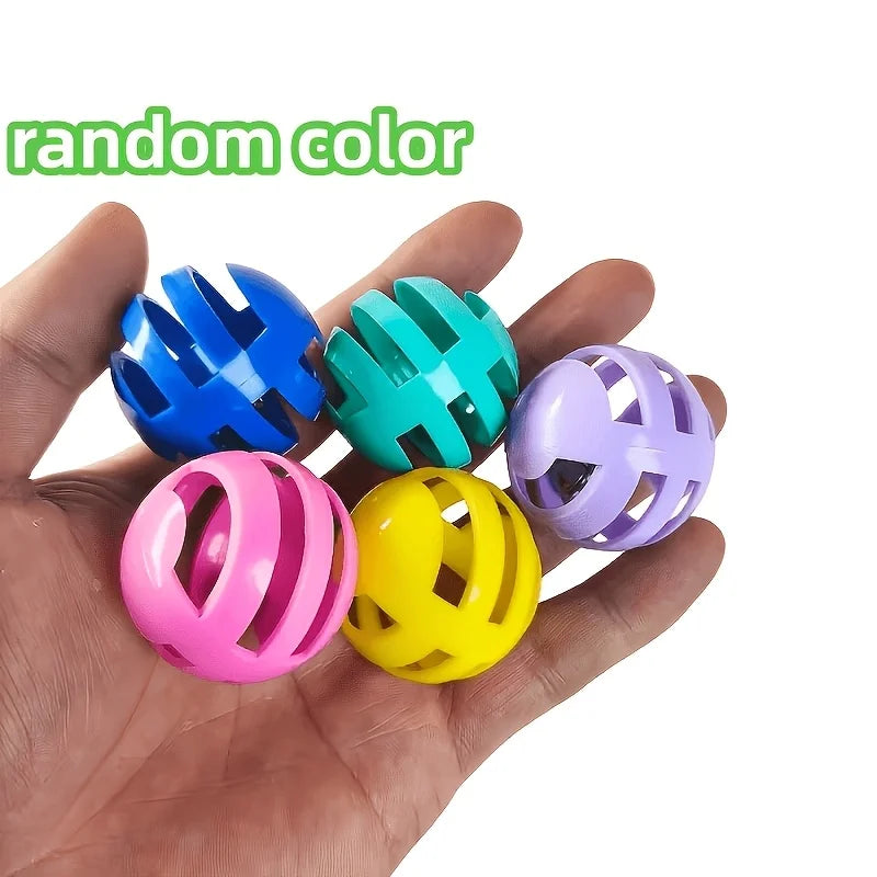 Random Colors Cat Openwork Bell Ball Interactive Toy Perfect Indoor