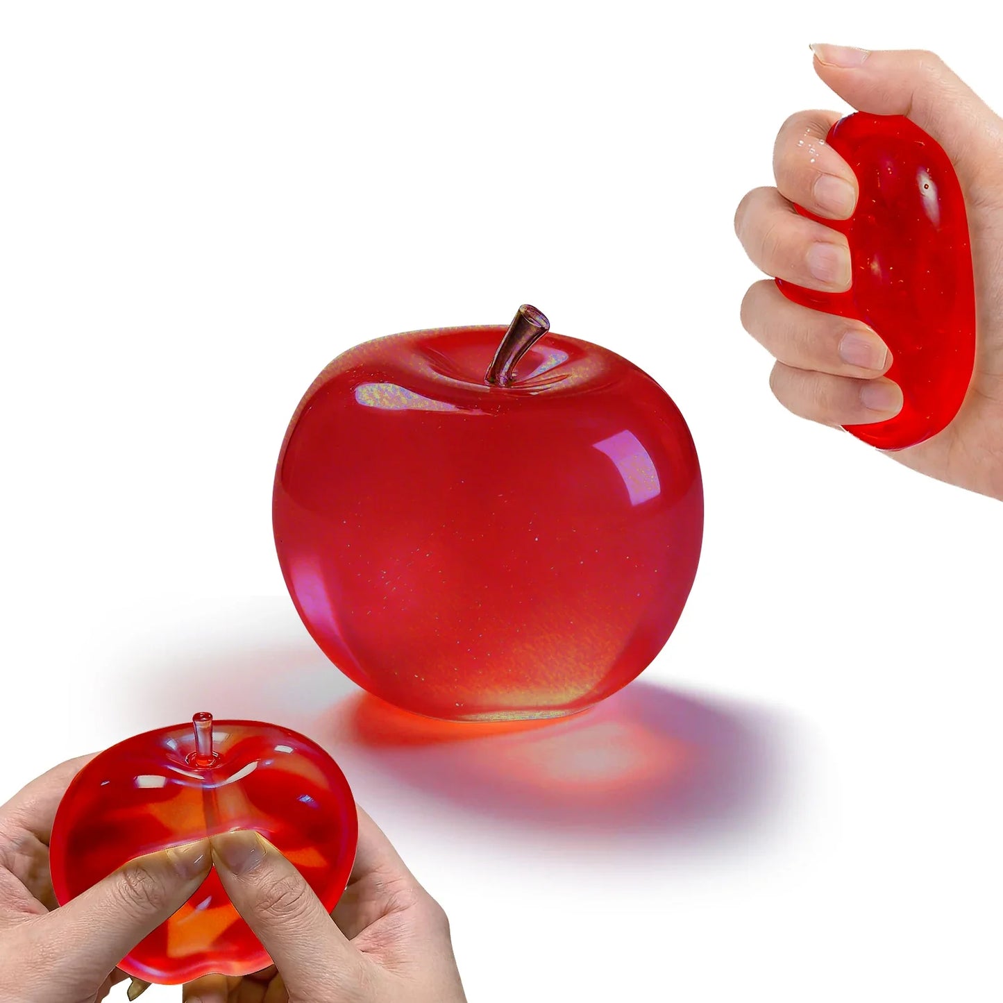 Glitter Crystal Apple Squishy Fidget Ball – Desk Decor Toy