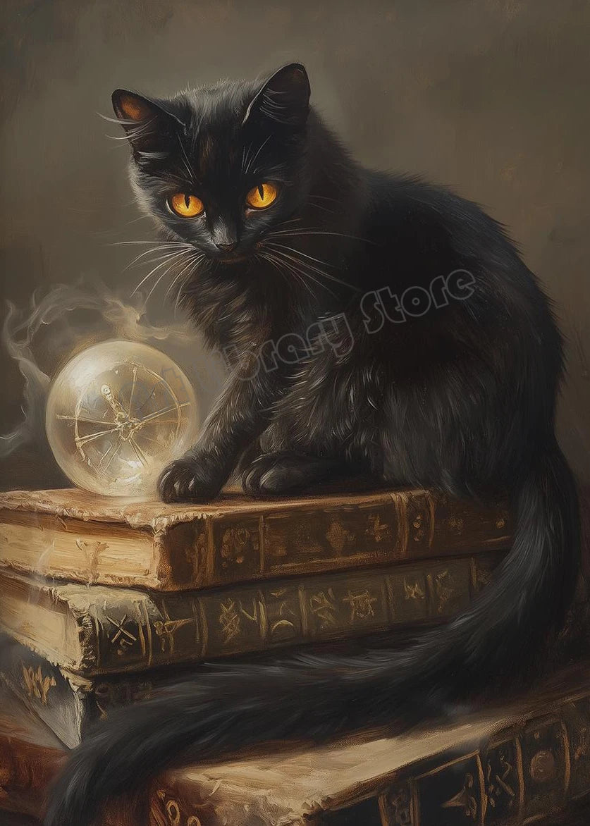 Dark Moody Victorian Witch Canvas Wall Art | Raven Skull Print