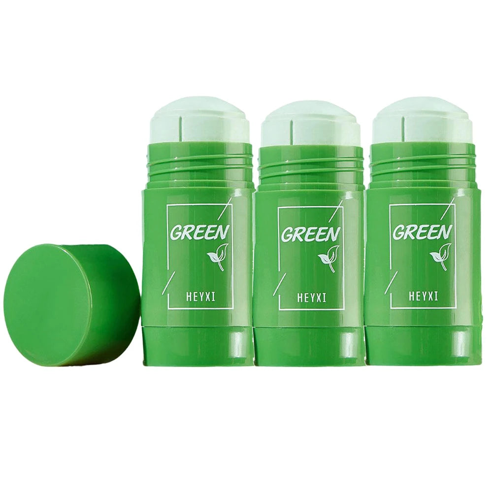 Green Tea Clay Mask Stick – Deep Pore Cleansing, Acne & Blackhead Facial Mask Peaceful Pleasures Health and Wellness 40g X3
