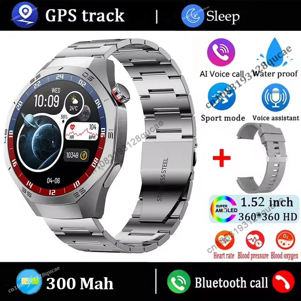 2026 New Smart Watch Men's 1.52 HD Screen Bluetooth Talk Heart Rate Monitor Men Women NFC Outdoor Sport Tracker Smart Watch MA27 Peaceful Pleasures Health and Wellness Silver Steel