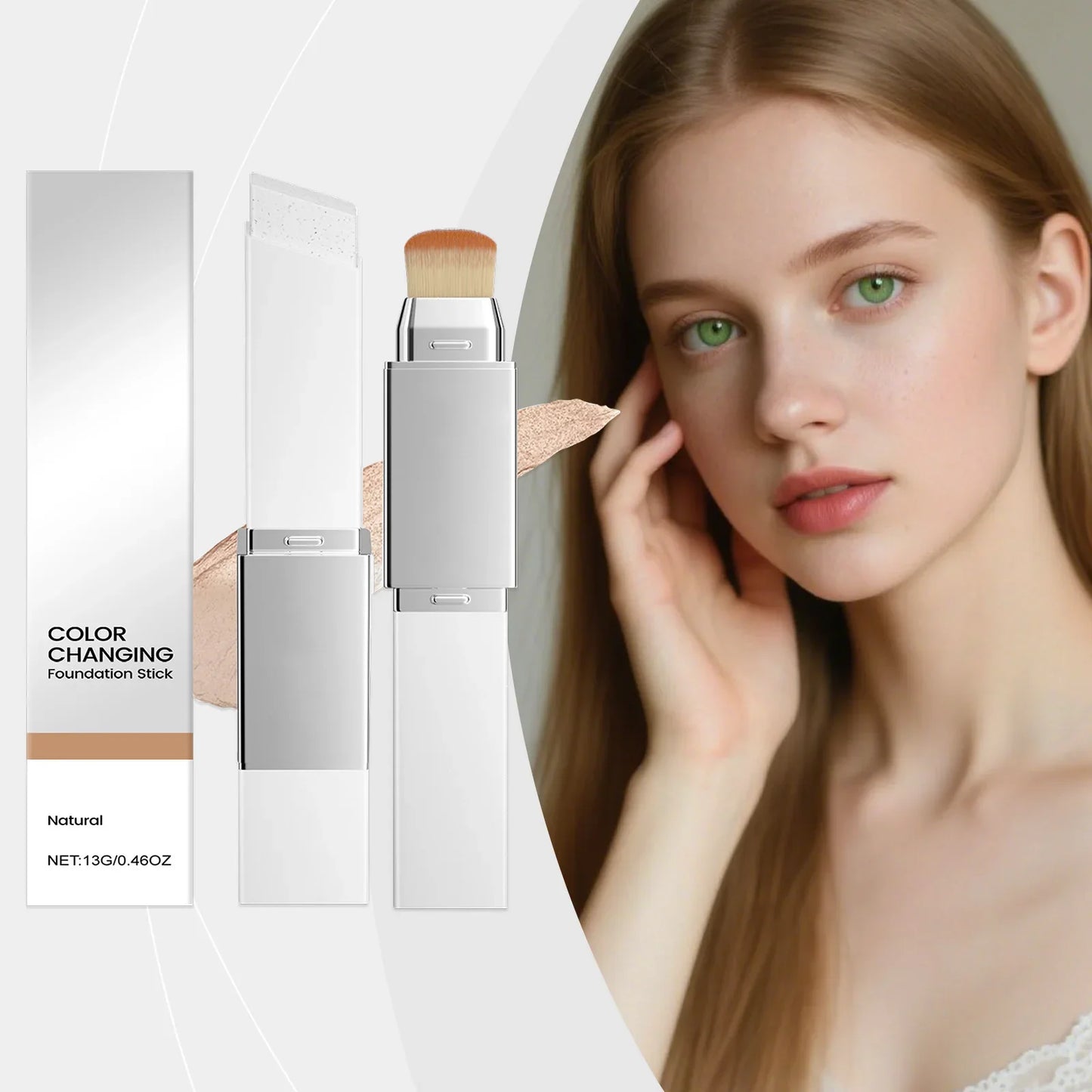 2-in-1 Color Changing Foundation Stick with Detachable Brush