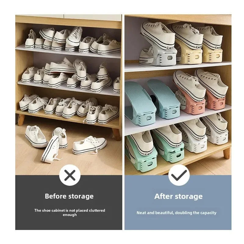 New Shoe Stacker Adjustable Shoe Slots Organizer Shoes Slots Space Saver Double Deck Rack Holder For Closet Organization Peaceful Pleasures Health and Wellness