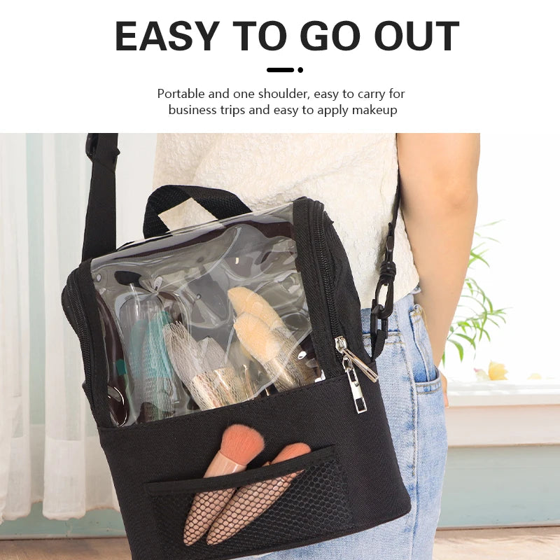 PVC Transparent Makeup Bag Large Capacity Waterproof Travel Toolbag Portable Barber Beauty Cosmetics Tools Storage Case Supplies Peaceful Pleasures Health and Wellness