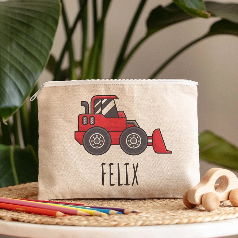 Personalized Tractor Pencil Case | Kids Zipper Pouch School Gift Personalized Pencil Case Peaceful Pleasures Health and Wellness