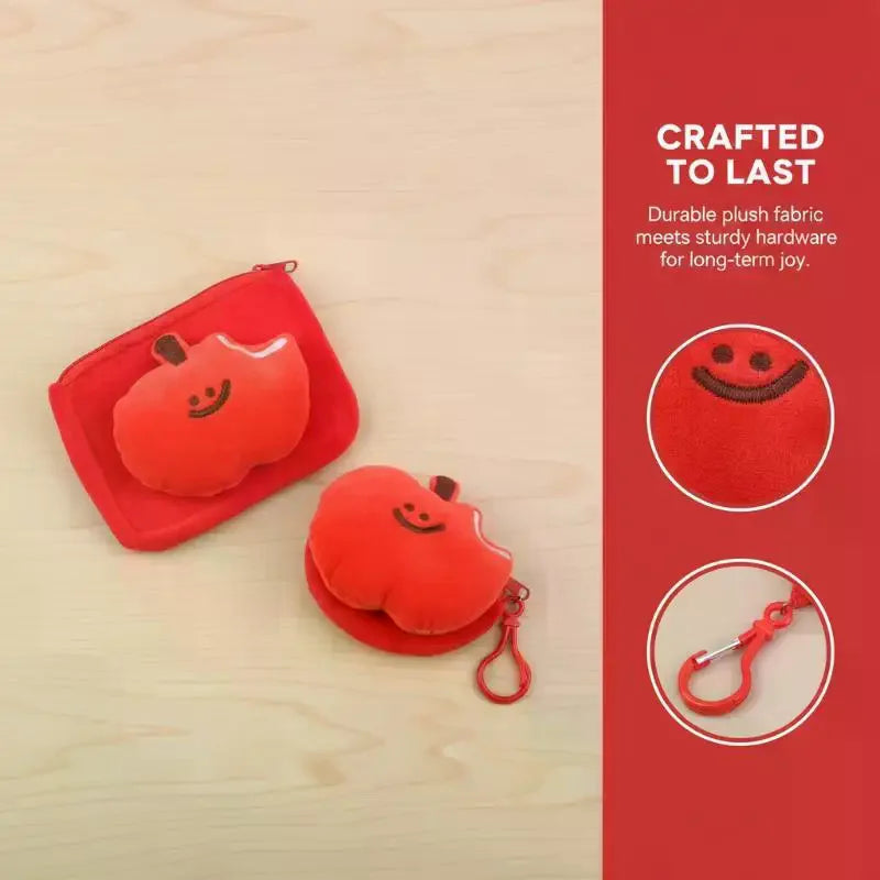 Fruit Plush Coin Purse Mini Zipper Pouch with Keychain