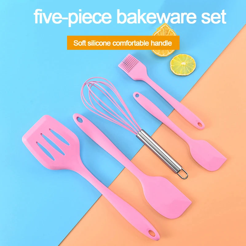 Silicone Kitchenware Cooking Utensils Set Non-stick Cookware Spatula Shovel Egg Beaters Wooden Handle Kitchen Cooking Tool Set Peaceful Pleasures Health and Wellness