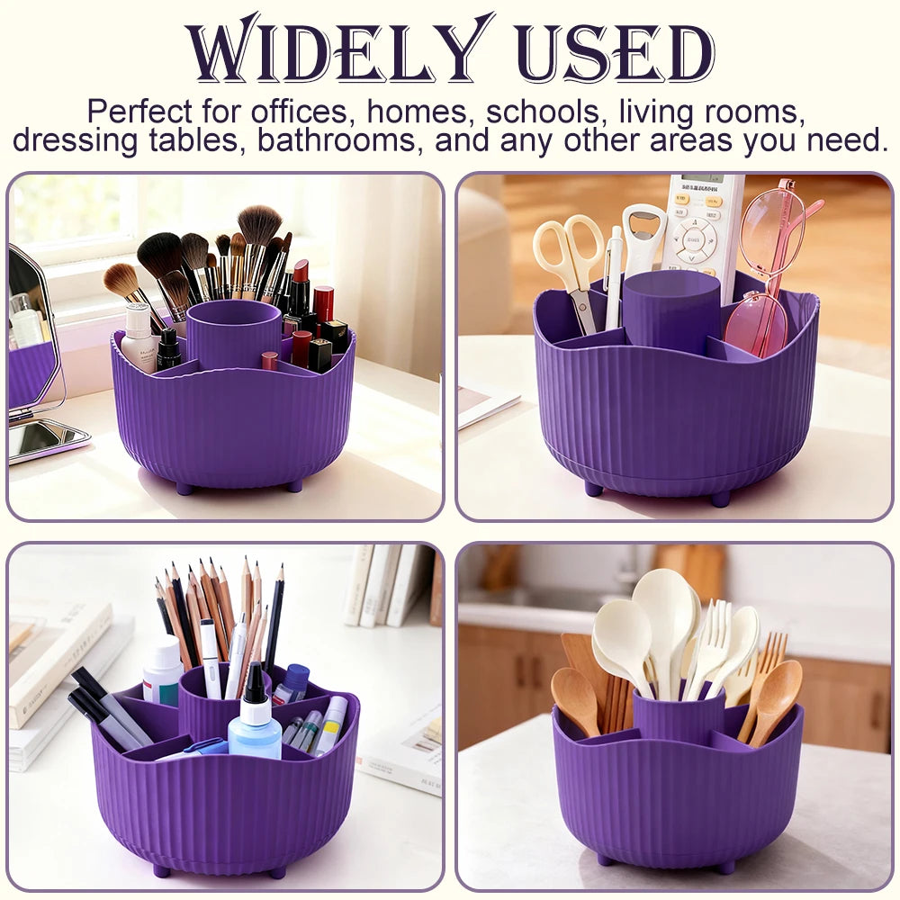 Rotating Makeup Organizer – Desktop Storage for Brushes & Beauty