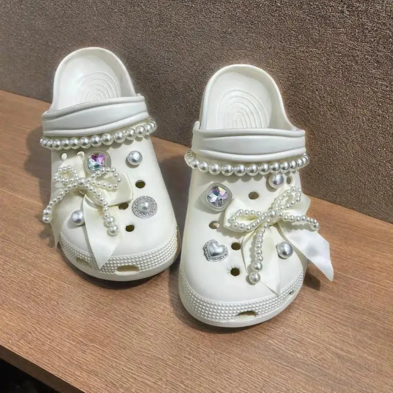 Rhinestone Bowknot Clog Charms Set – Y2K DIY Shoe Decorations