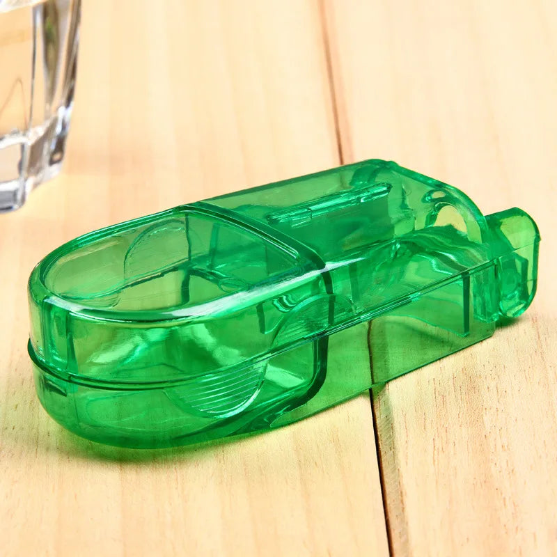 2-in-1 Portable Pill Cutter & Dustproof Storage Box Organizer