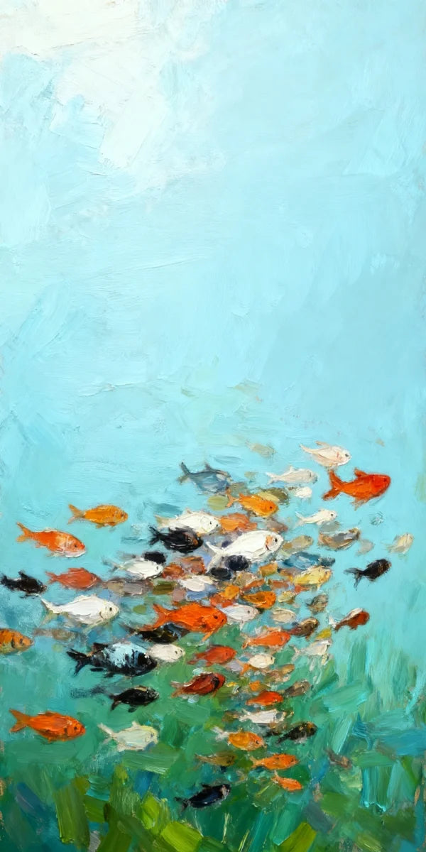 Large Size Abstract Fish Posters Wall Art Nordic Blue Sea Fish Print For Living Room Fish School Canvas Painting Home Decor Peaceful Pleasures Health and Wellness