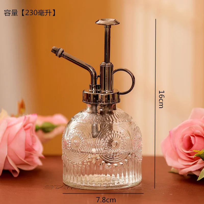 Retro glass watering bottle European style embossed air pressure watering bottle gardening household flower watering bottle Peaceful Pleasures Health and Wellness B