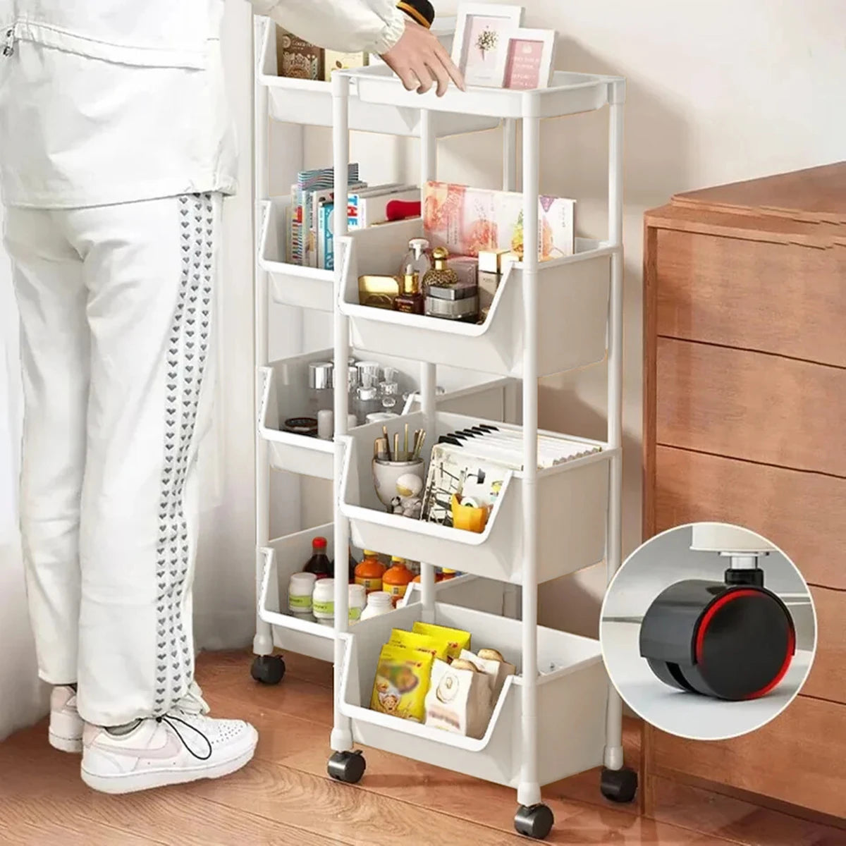 Rolling Storage Trolley Cart With Wheels – Multi-Layer Peaceful Pleasures Health and Wellness