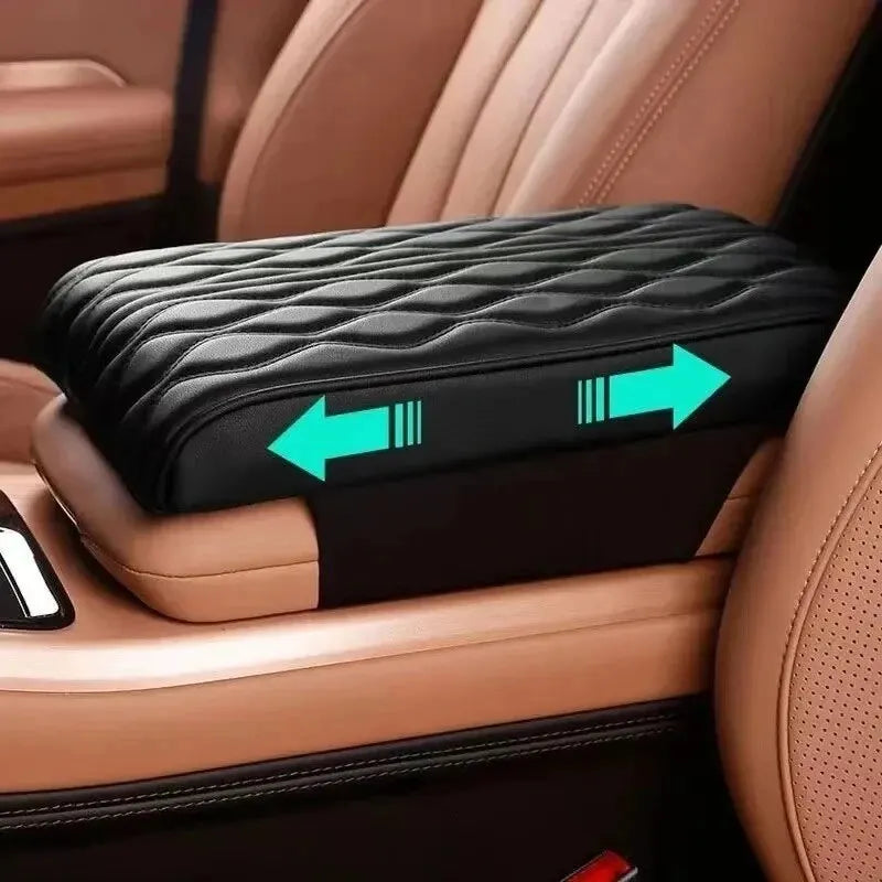 Wave Embroidery PU Leather Car Armrest Mat, Center Console Armrest Protection Cushion with Storage, Universal Auto Armrest PadWa Peaceful Pleasures Health and Wellness