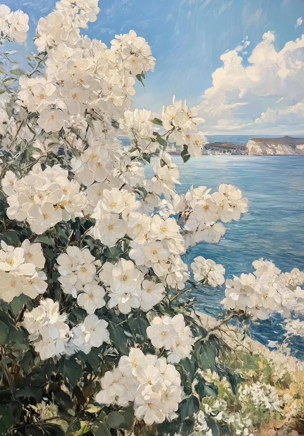 Coastal Sailboats & Hydrangeas Canvas Wall Art | Beach Print Canvas Wall Art Peaceful Pleasures Health and Wellness 11 40x60cm Unframed