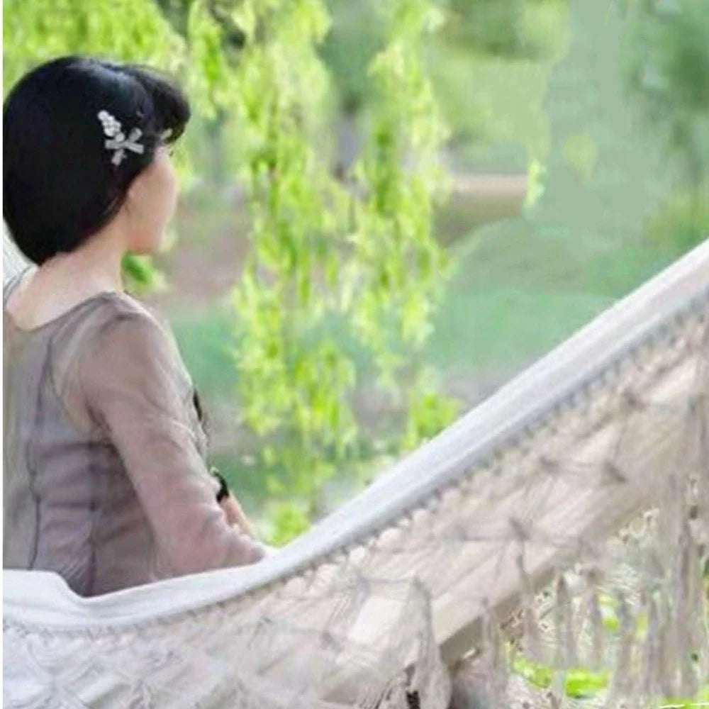 Boho Double Hammock – 2 Person Canvas Swing with Tassels