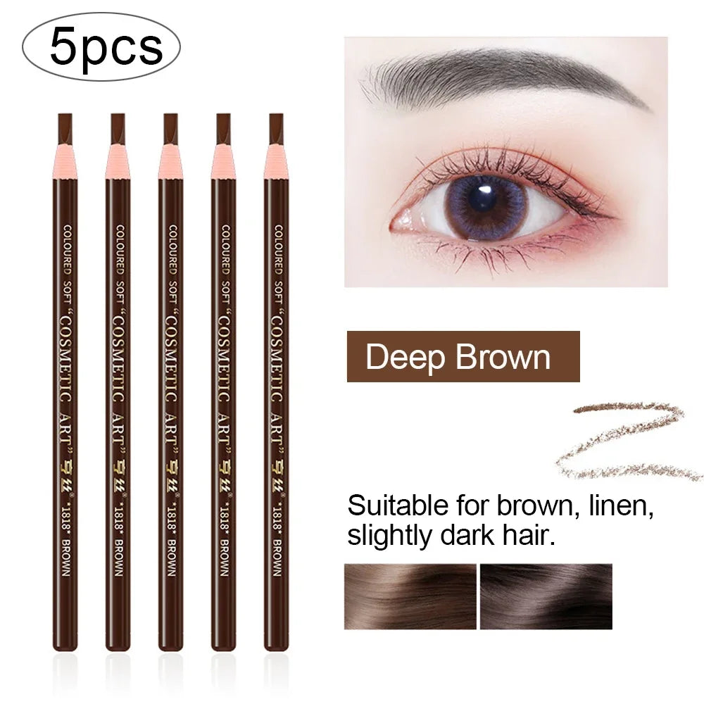 5-Piece Microblading Eyebrow Pencil Set – Waterproof Brow Pen