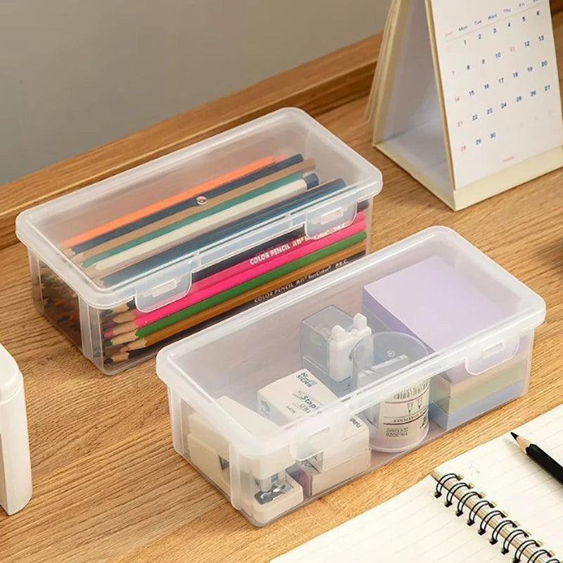 1 Storage Box Transparent PP Pen Box Multi-Functional & Large Capacity Stackable Stationery Organizer For Office Or School Peaceful Pleasures Health and Wellness