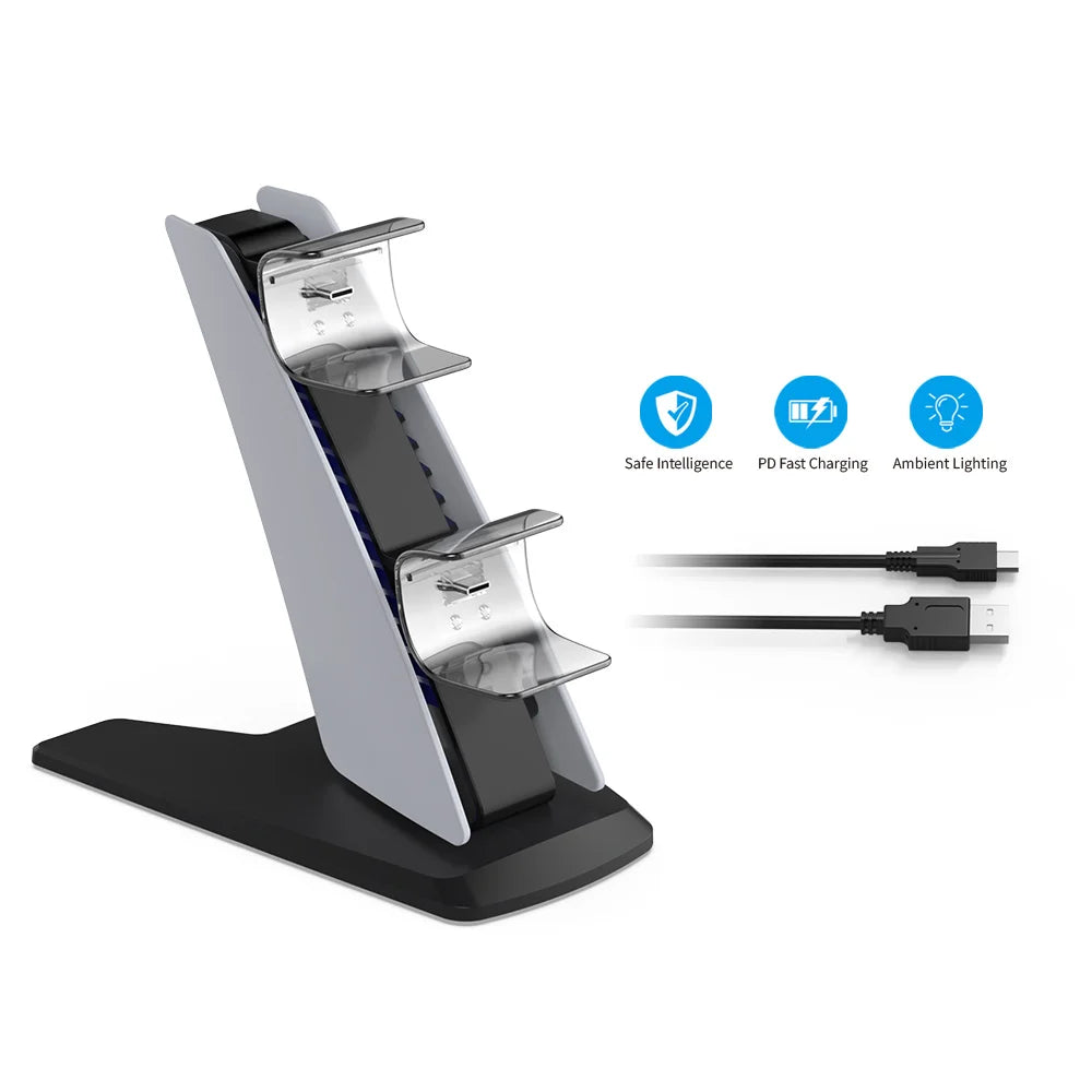 Controller Charger Dock For PS5 Dual Charging Stand Station Cradle For Sony PS 5 Gaming Controller Gamepad Joystick Peaceful Pleasures Health and Wellness