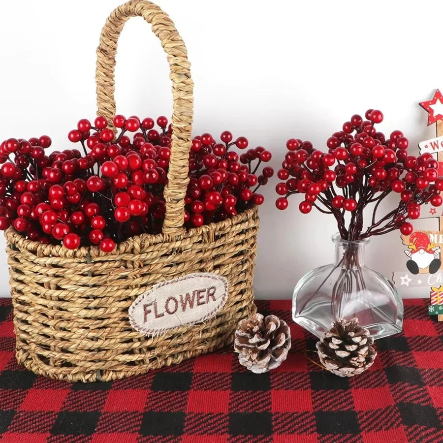 12Pcs Artificial Holly Berry Branches | Christmas & Wedding Decor