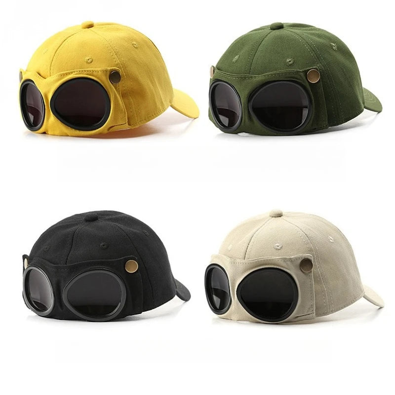 Pilot-Style Baseball Cap with Sunglasses | Men's Cotton Hat