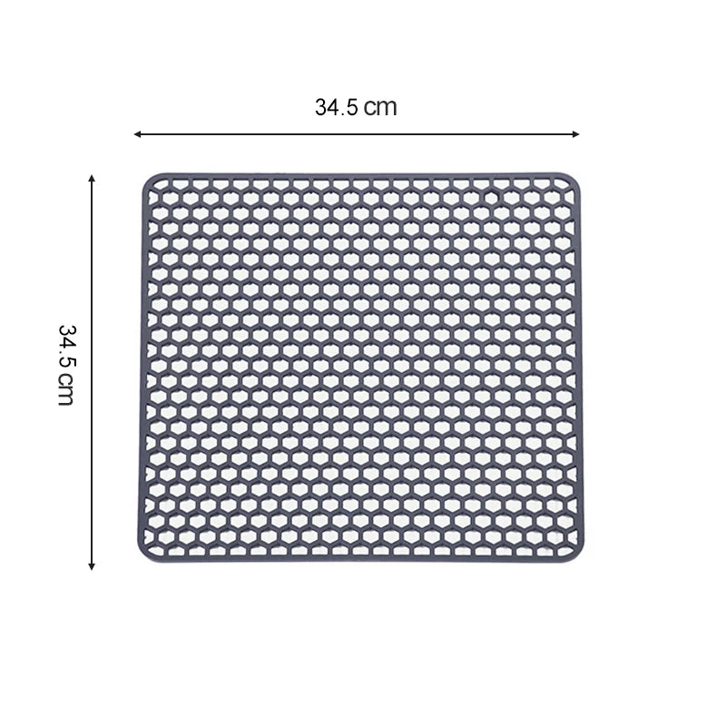 Silicone Drain Mat Heat Insulated Pad Kitchen Sink Protector Hollow Sink Mat Countertop Mats Kitchen Protection Countertop Mats Peaceful Pleasures Health and Wellness C gray 34.5cm silicone