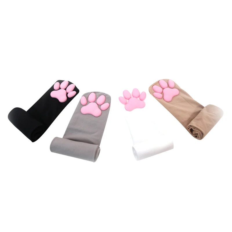Women's Cute Cat Paw Stockings Girls Kawaii 3D Cat Claw Toe Beanies Gift Lolita PawPads Cosplay Cats Paw Pad Thigh High Socks Peaceful Pleasures Health and Wellness