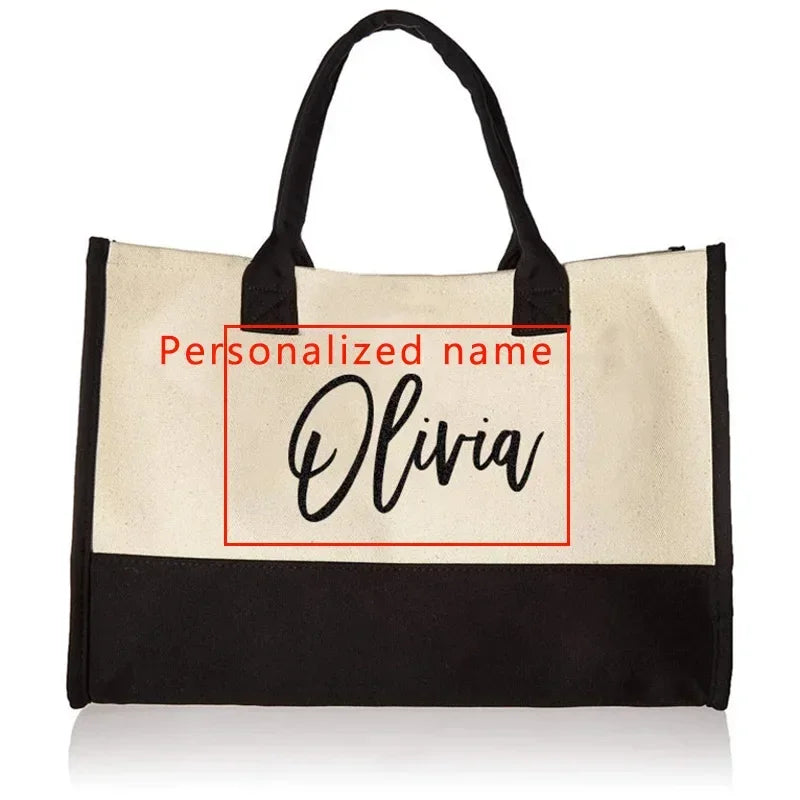 Custom Name Canvas Tote Bag | Bridesmaid Bachelorette Gift