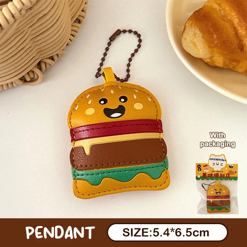 Cute Food Doll PU Leather Keychain Bag Charm Pendant