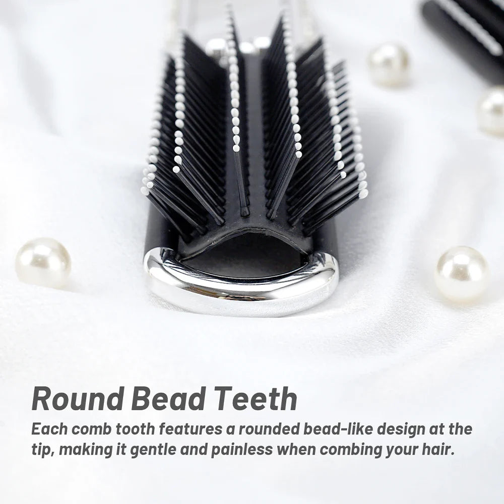 Crystal Foldable Hair Brush with Mirror – Compact Pocket Size