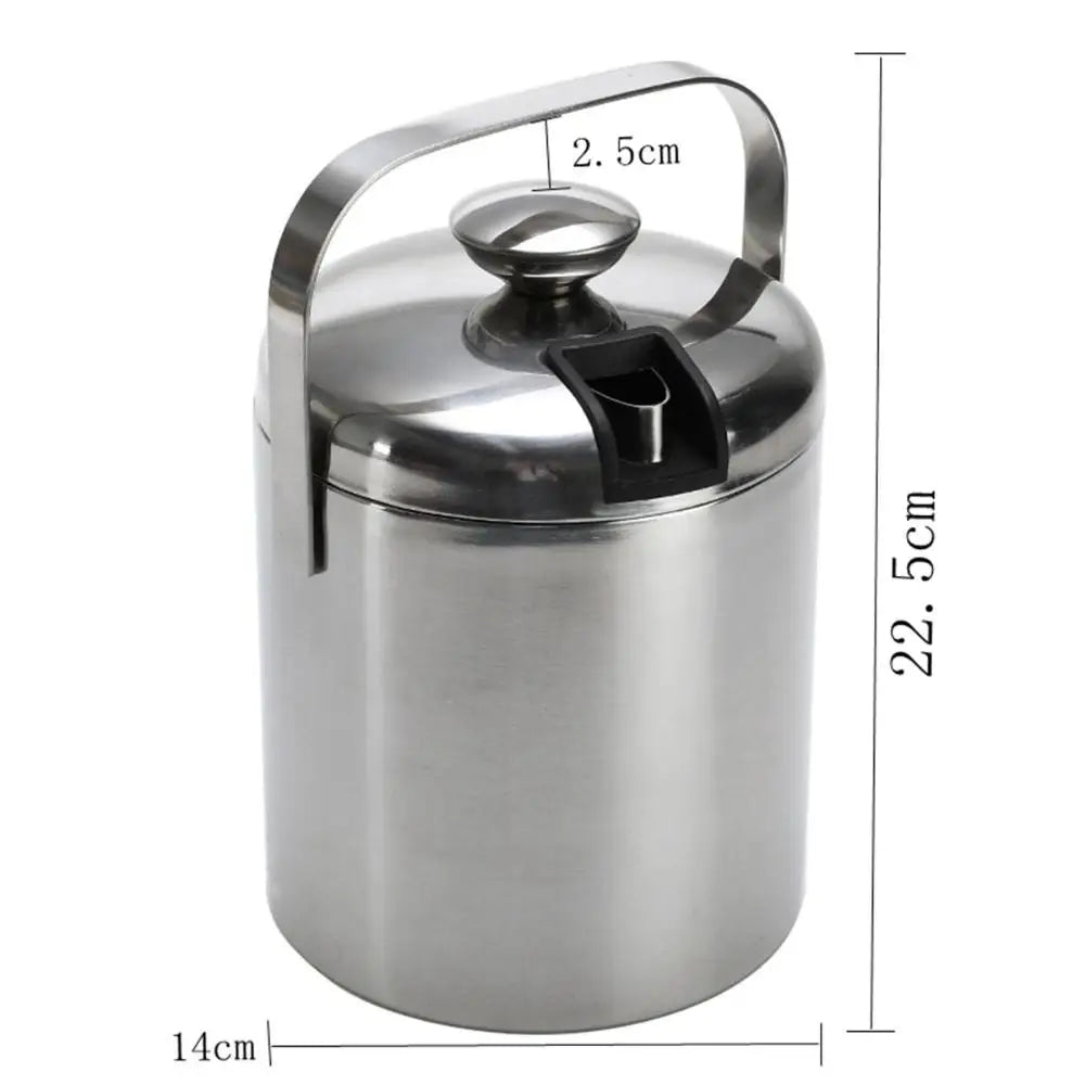 Stainless Steel Ice Bucket with Lid & Tongs | 1.3L Bar Cooler