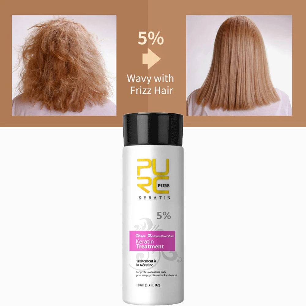 PURC Smoothing Shampoo Conditioner Professional Keratin Hair Treatment Nourishes Dry Repair Damaged Moisturizing Hair Care Peaceful Pleasures Health and Wellness 5 Degree Keratin China Mainland
