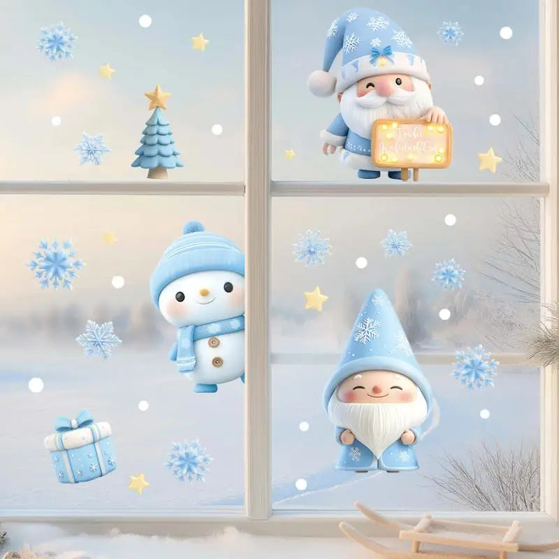 Christmas Window Static Clings – Snowman, Santa & Snowflake