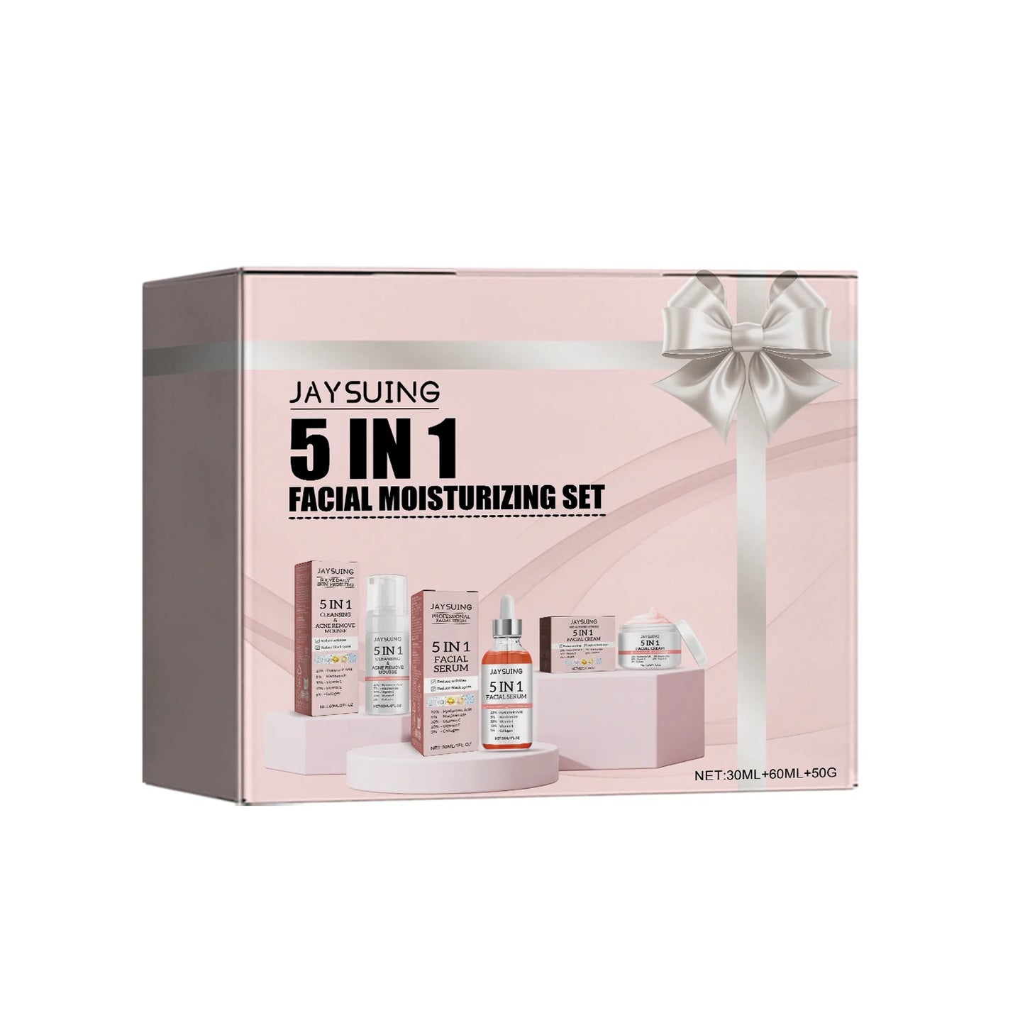 Facial Moisturizing Set Hydrate Brighten Firm Skin Exfoliating Acne Removal Shrink Pore Fix Sensitive Dullness Collagen Face Kit Peaceful Pleasures Health and Wellness 1 set 1 set