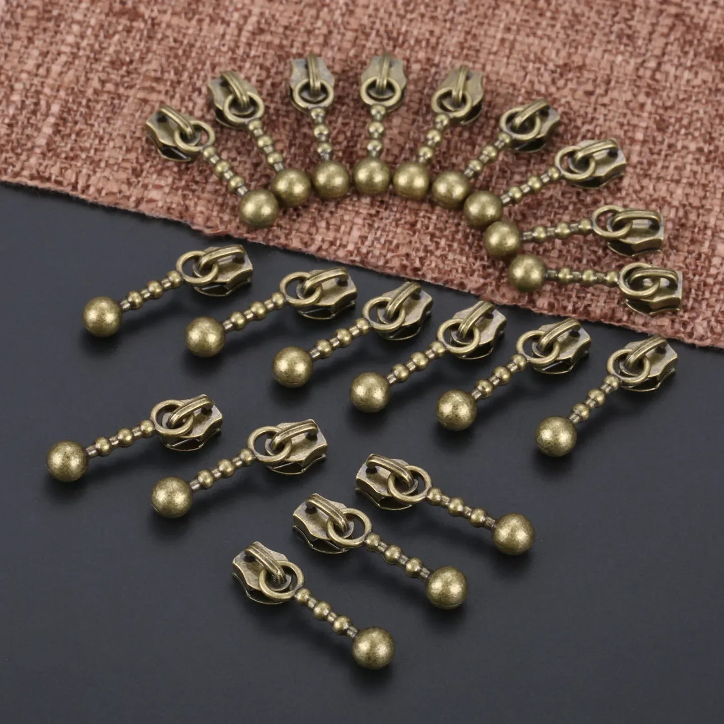 20Pcs 21mm Antique Bronze Metal Zipper Sliders | DIY Repair