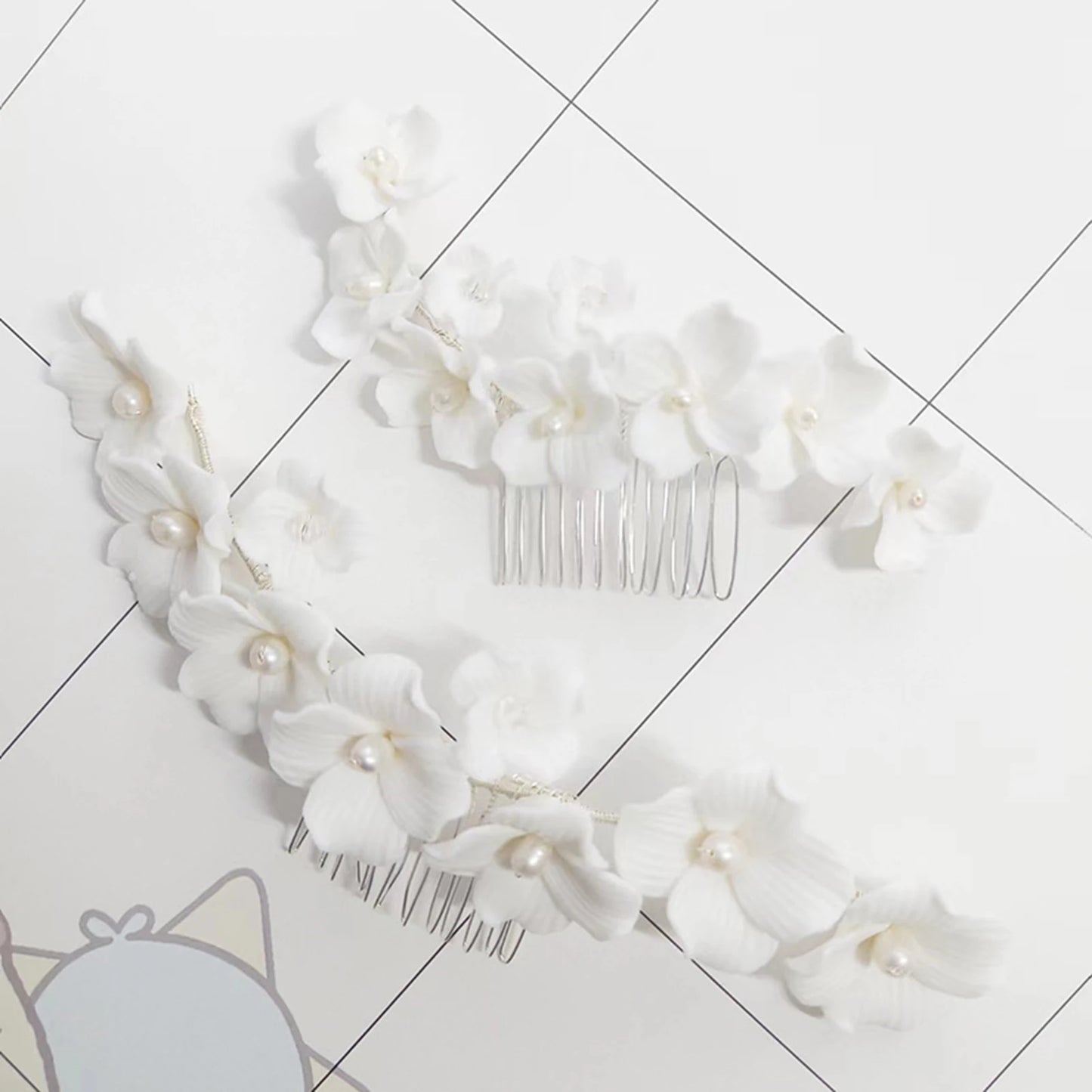 Handmade Soft Ceramic Hair Combs Messy Bun Maker with Pearls Decor for Valentine's Day Christmas Headwear Peaceful Pleasures Health and Wellness