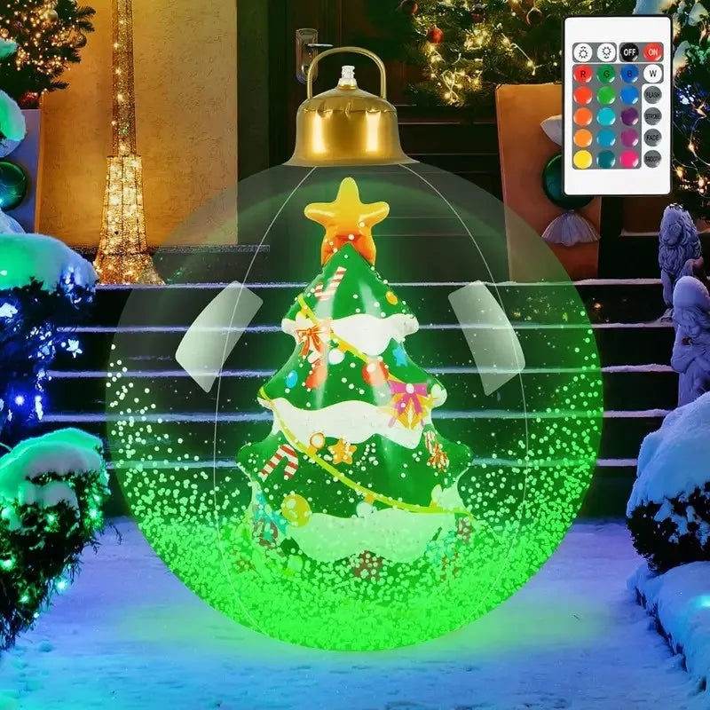 24-inch glowing Christmas balls, outdoor inflatable decorations with LED lights, PVC decorative balls, Christmas inflatables, su Peaceful Pleasures Health and Wellness light green Other