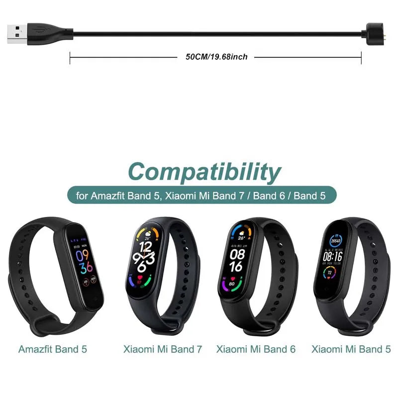 For Xiaomi Mi Band 5 6 7 Charger, Amazfit Band 5, USB Magnetic Charging Cable Replacement Charge 1.64ft / 50cm Peaceful Pleasures Health and Wellness