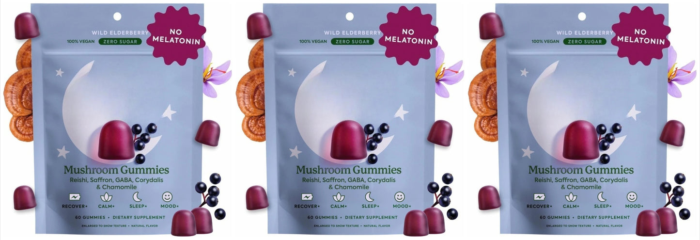 Mushroom Gummies – Reishi, GABA, Saffron & Chamomile | 60ct