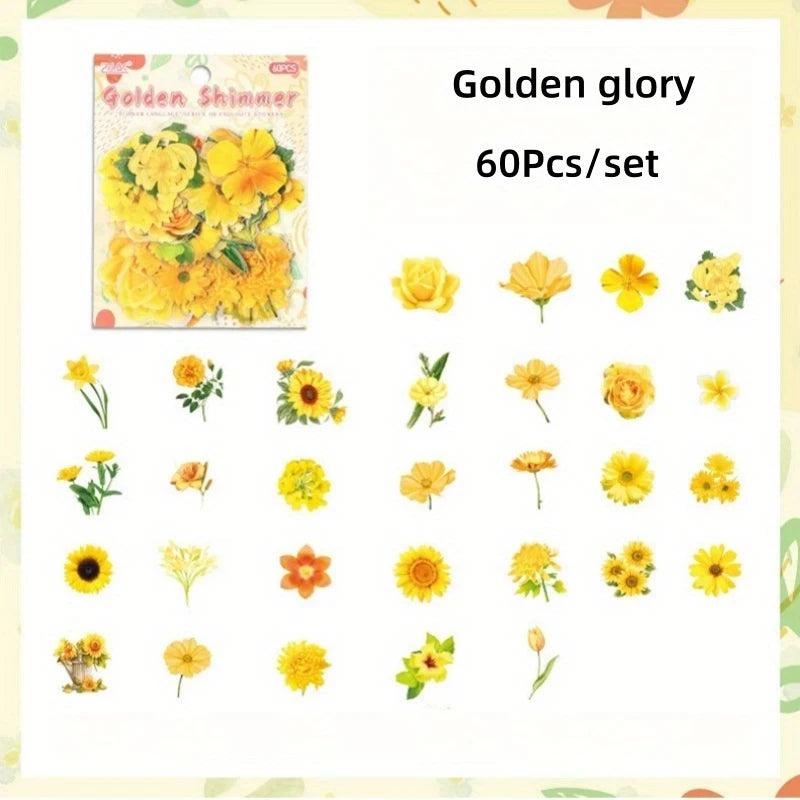 Floral Waterproof Stickers – Transparent Flower Decals for Crafts