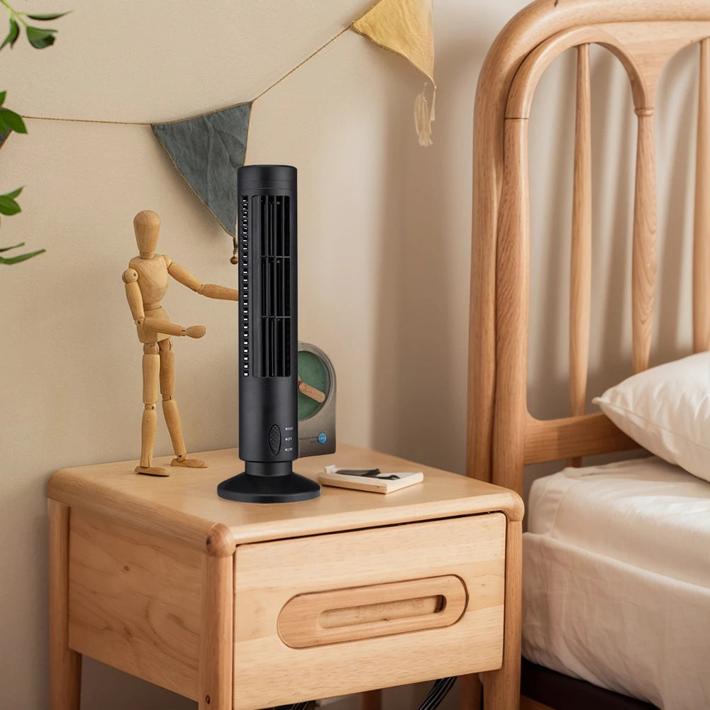 USB Bladeless LED Tower Fan – 2-Speed Portable Floor Fan Peaceful Pleasures Health and Wellness