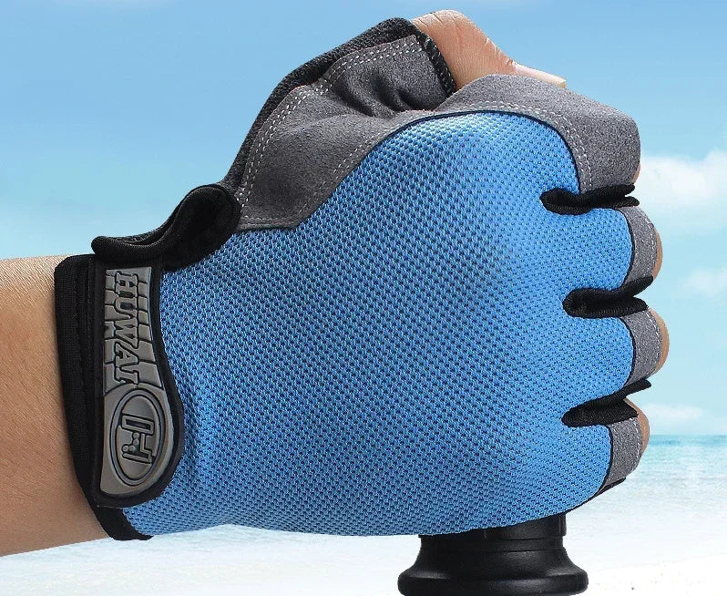 Fingerless Gym & Cycling Gloves – Anti-Slip, Men & Women Fingerless Cycling Gloves Peaceful Pleasures Health and Wellness Ordinary-Blue S