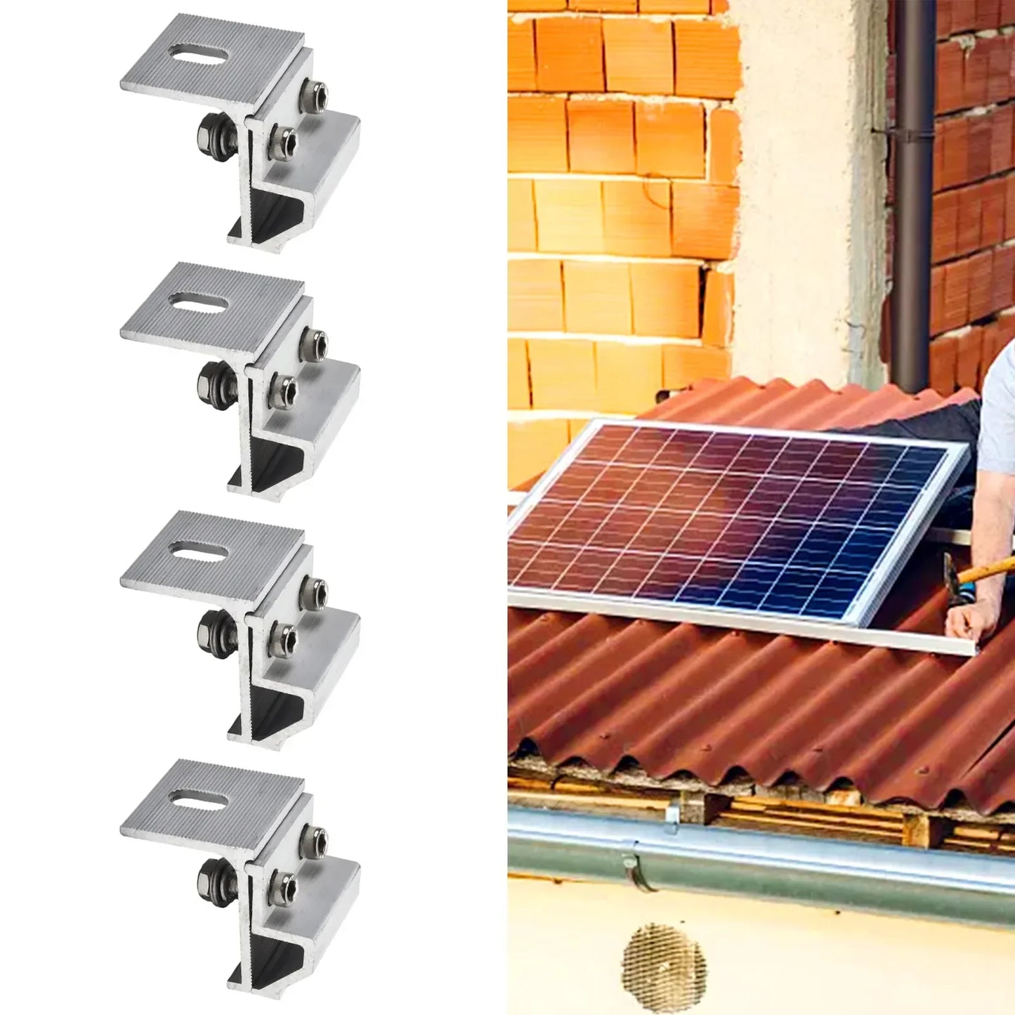 Aluminum Alloy Solar Panel Roof Mounting Clamps – 4pcs