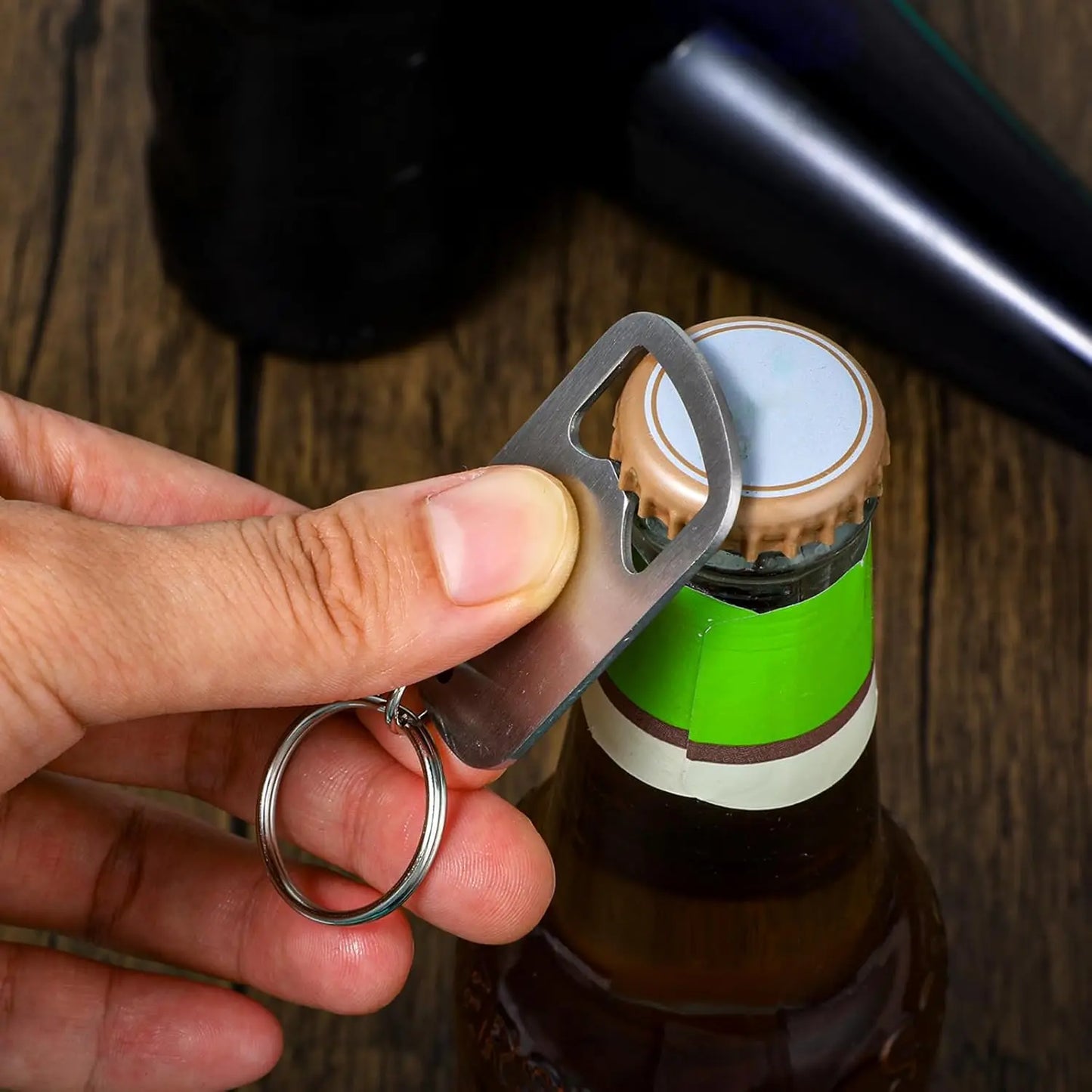 Stainless Steel Flat Beer Bottle Opener Keychain | 1-2 Pack